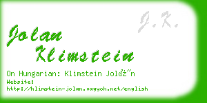 jolan klimstein business card